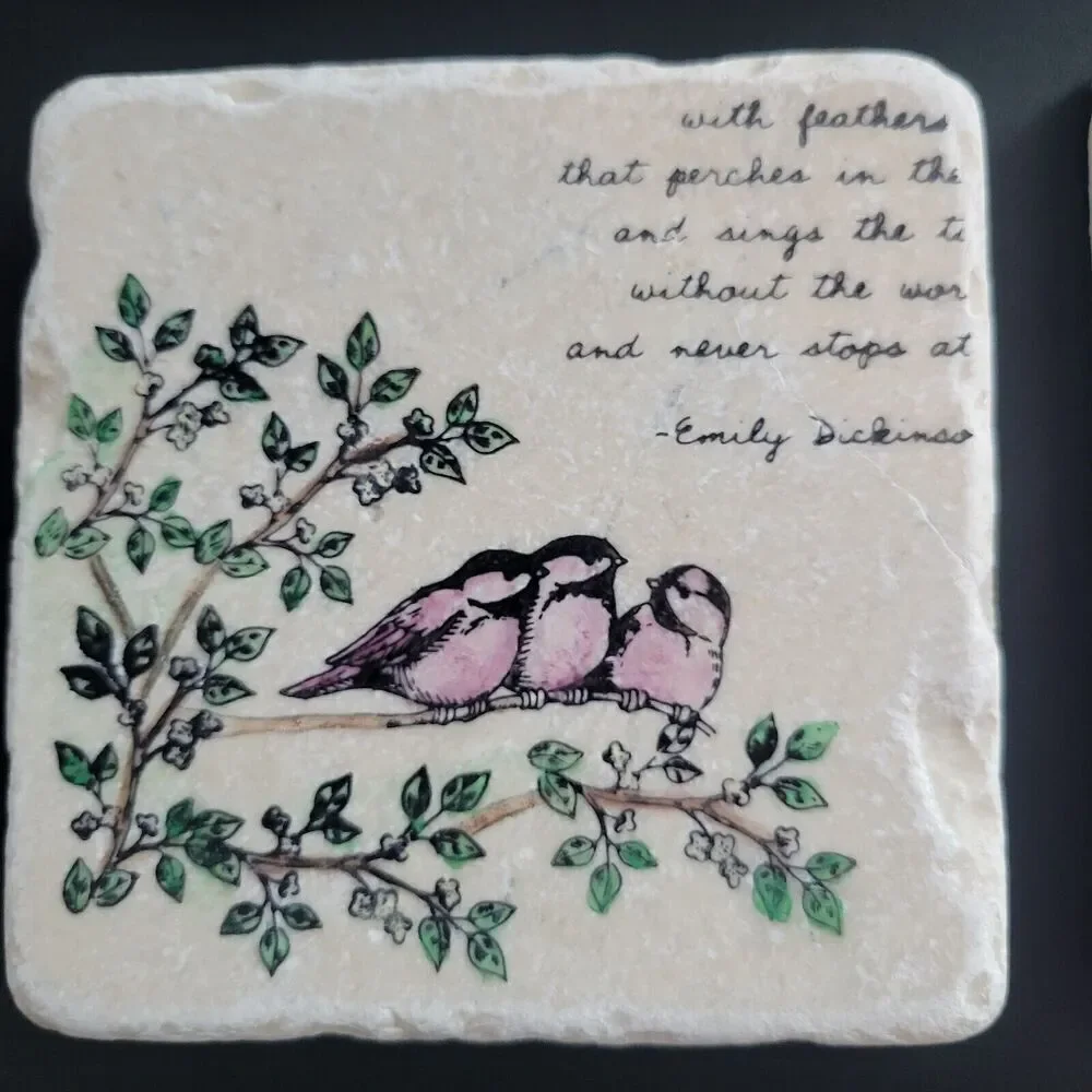 Stone Tile Bird Coasters • Set Of 4 • 4